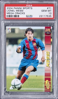 2004-05 Panini Sports Mega Cracks #71 Lionel Messi Rookie Card - PSA GEM MT 10